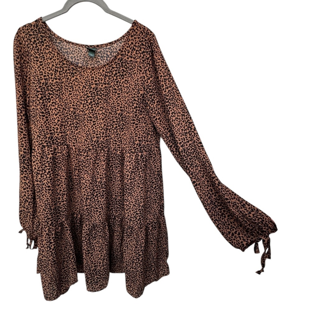 Wild Fable Leopard Print Long Sleeve Dress Medium - Picture 8 of 9